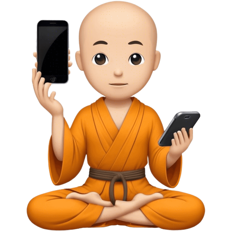 a mobile Phone wearing a monk robe in yoga position emoji