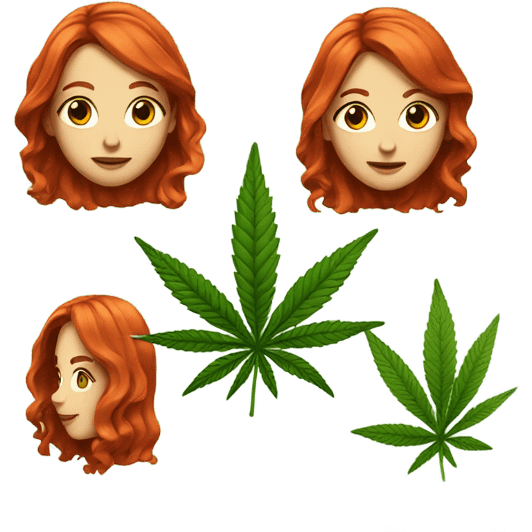 Female with medium length red hair with marijuana leaf emoji