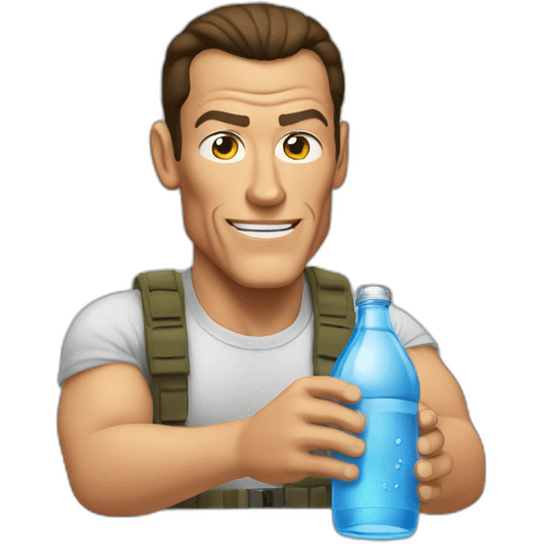 JCVD who's drinking a botle of water emoji