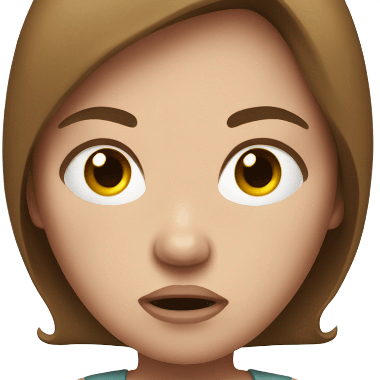 Uncomfortable and angry white pregnant woman with brown hair emoji