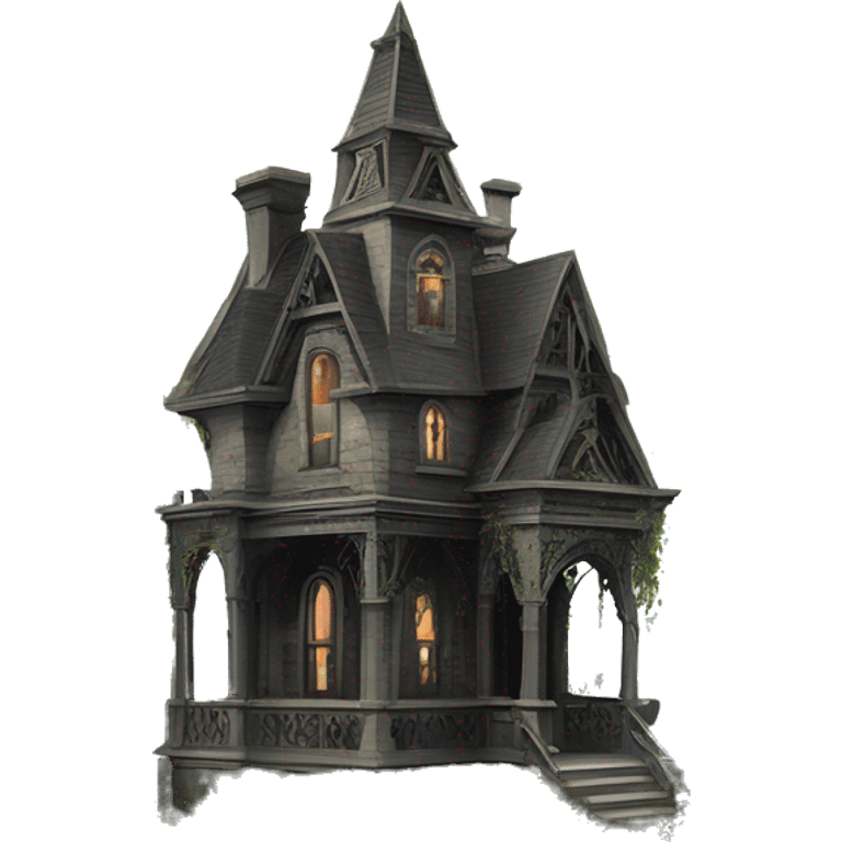 Romantically overgrown Haunting graveyard field Victorian mansion birdhouse  emoji