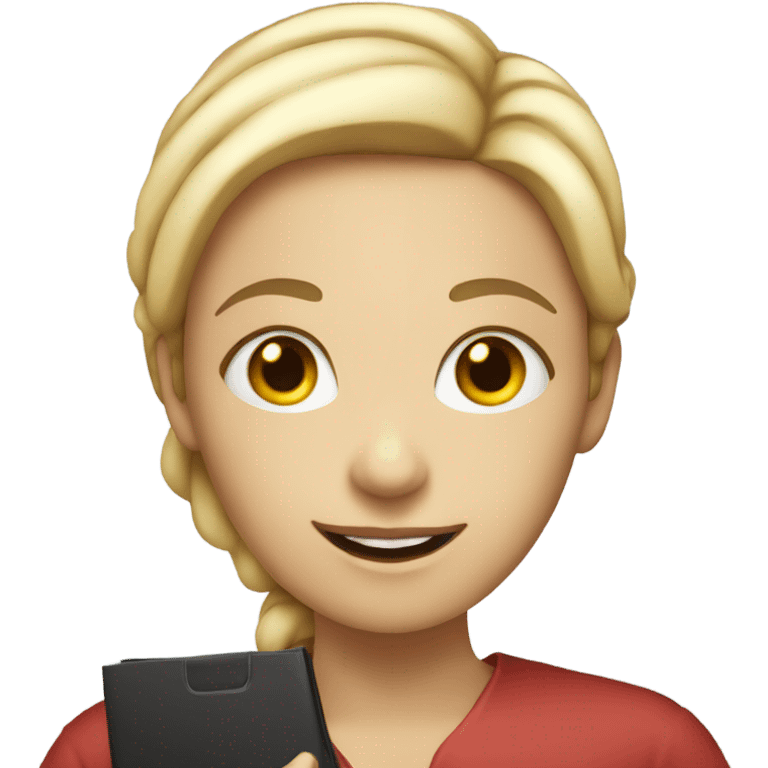 White woman holding a resume emoji