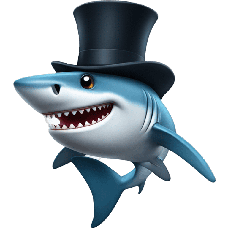 Shark with a top hat emoji