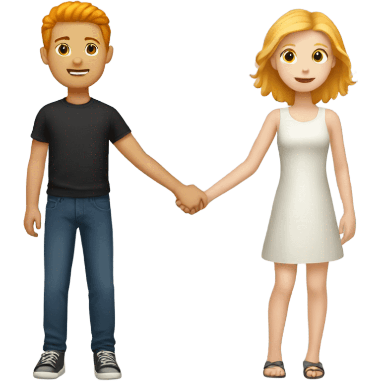 Blonde girl and ginger boy holding hands  emoji