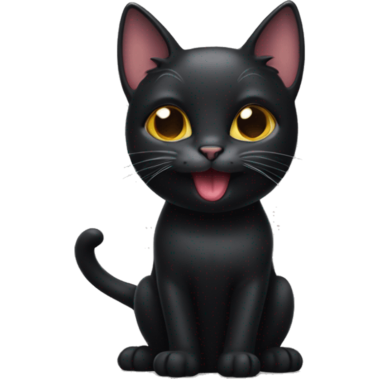 Black cat with tongue out emoji