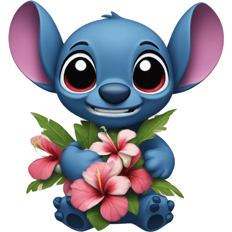 Stich with a hibiskus  emoji