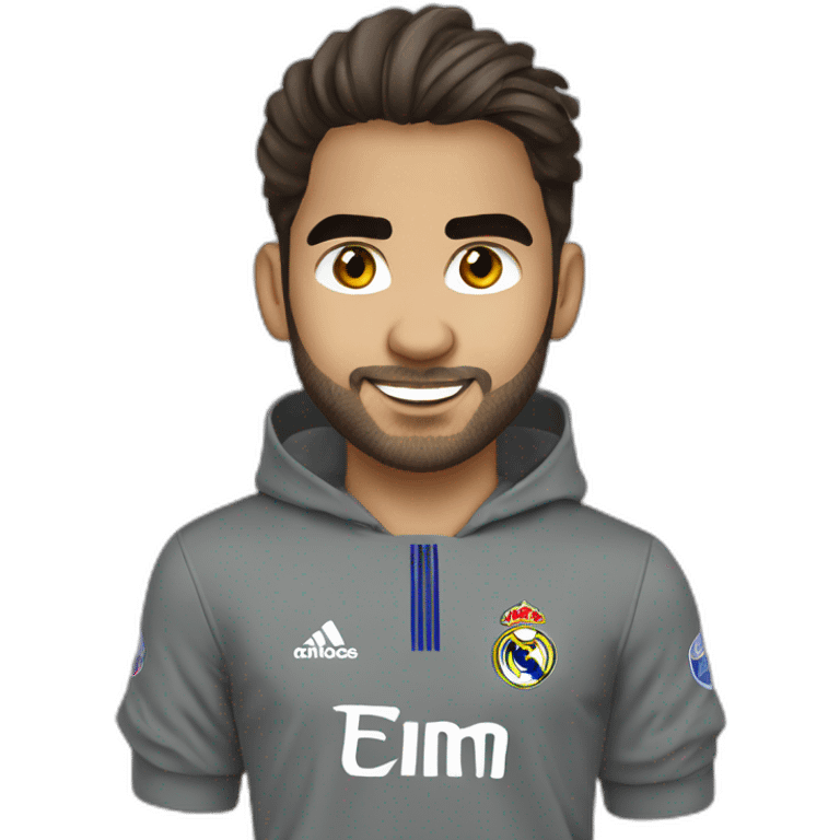 Bebe rubio con el pelo rapado y ojos grises real madrid  emoji