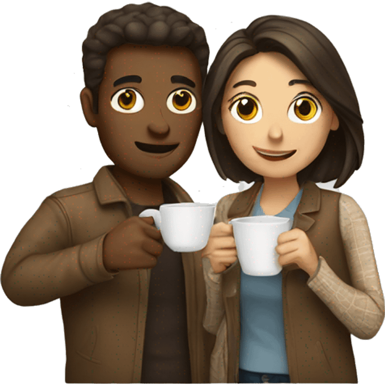 Man and woman drinking coffee  emoji