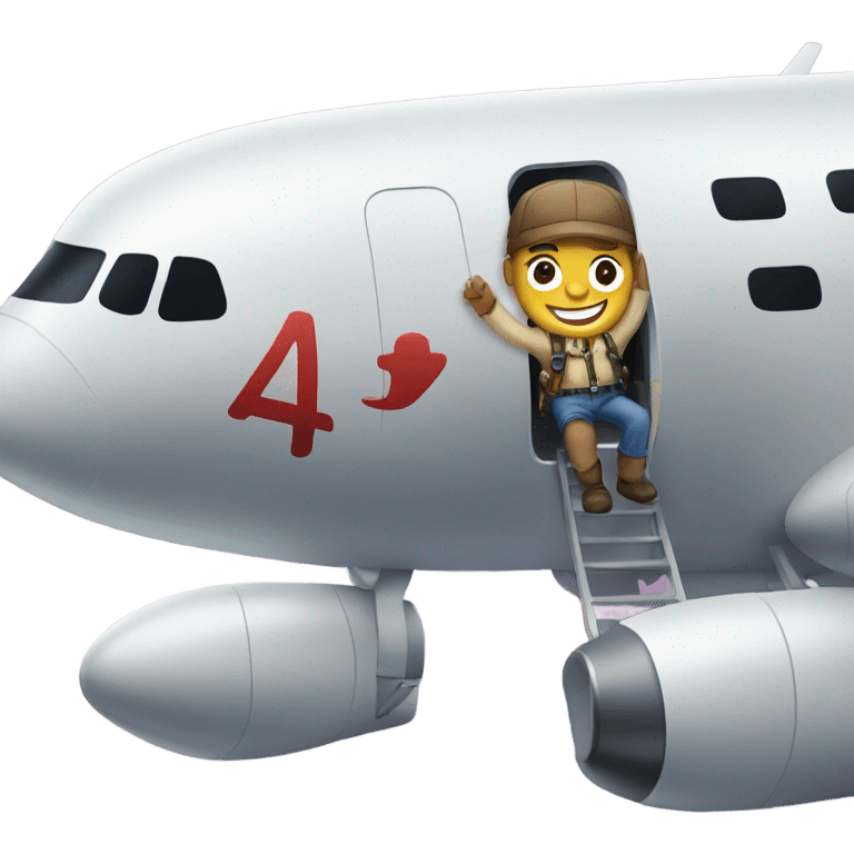 Harrison climbing an airplane emoji