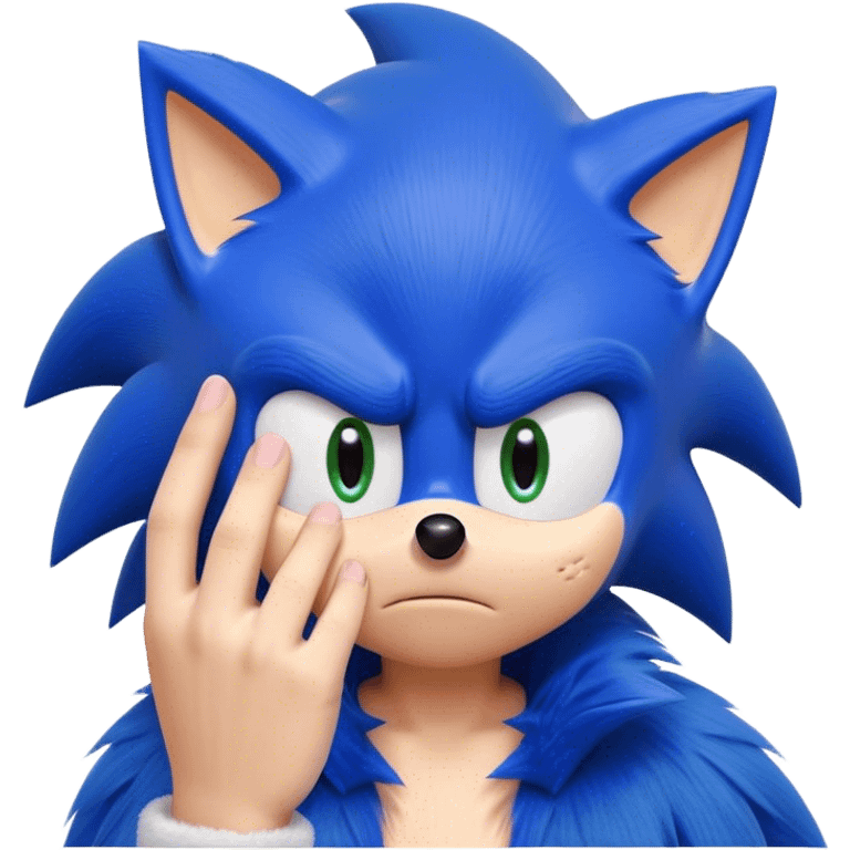 Sonic with his hand in his faced being board emoji