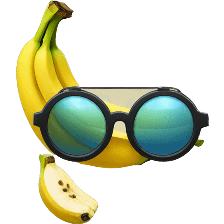 emoji de una banana con unos lentes de sol que digan "todocambur" emoji