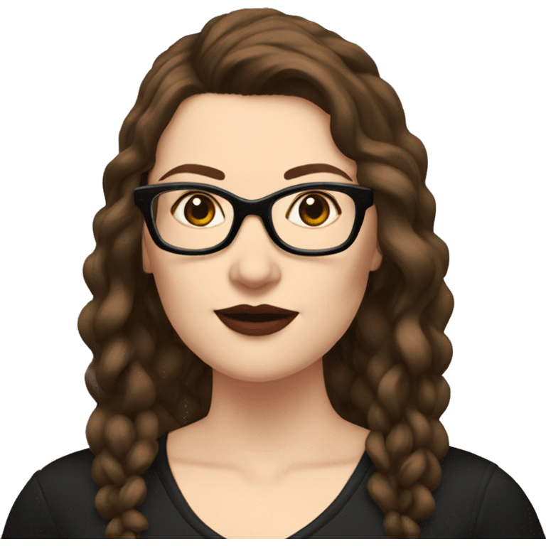 Caucasian-Mum-woman-goth-brown-hair-standing-wearing-glasses-plus-size emoji