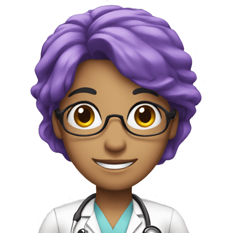 doctor woman purple hair smile emoji