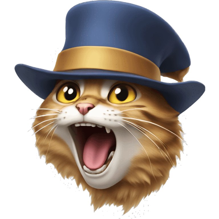 Screaming cat with a hat emoji