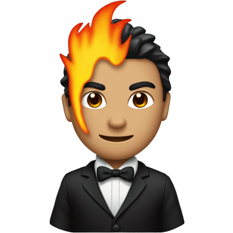 Ninja with tuxedo with fire on head emoji