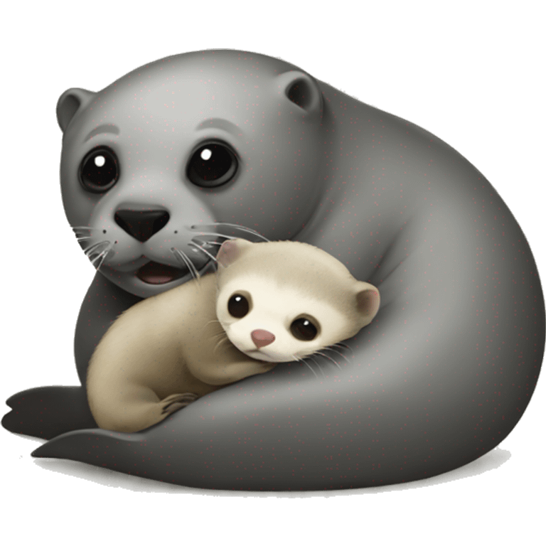 seal hugging ferret  emoji