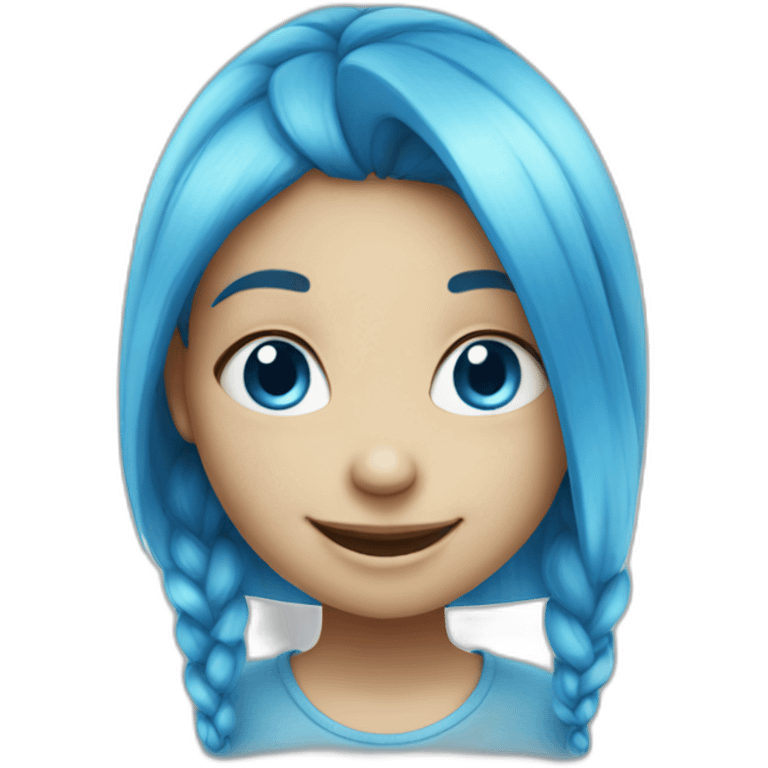 smiling girl with blue skin like smurf emoji