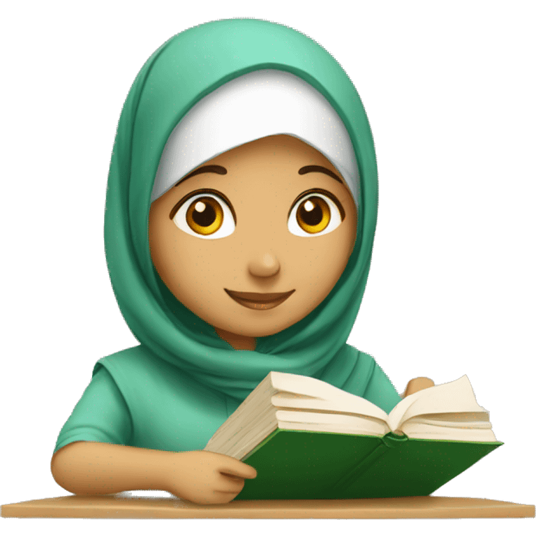 A muslim girl is studying  emoji