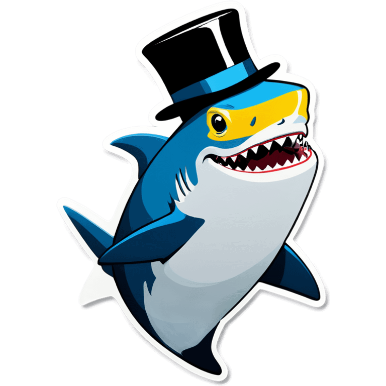 Shark with a top hat emoji