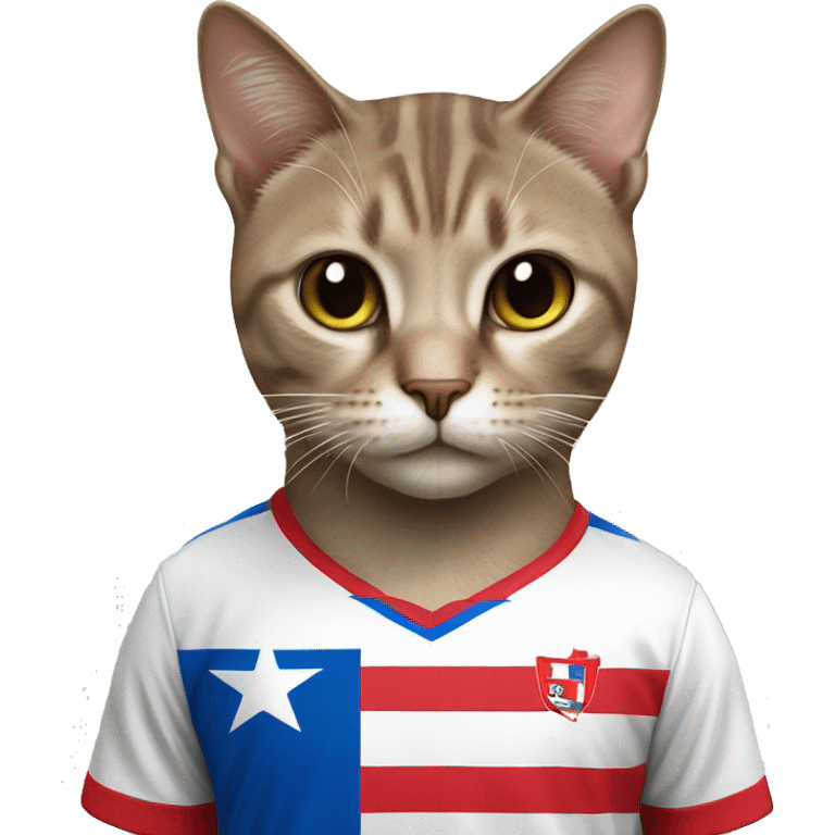 Cat wearing a puerto rican flag soccer shirt emoji