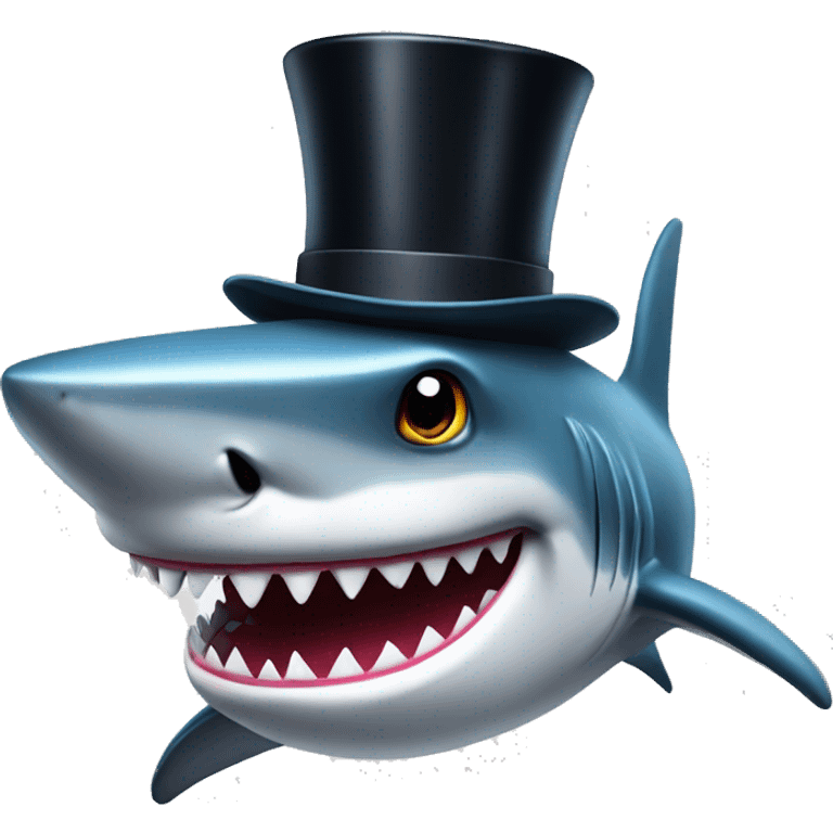 Shark with a top hat emoji