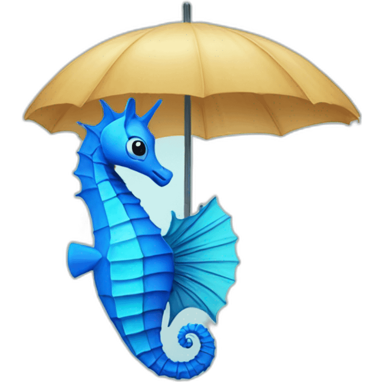 blue seahorse under an umbrela emoji