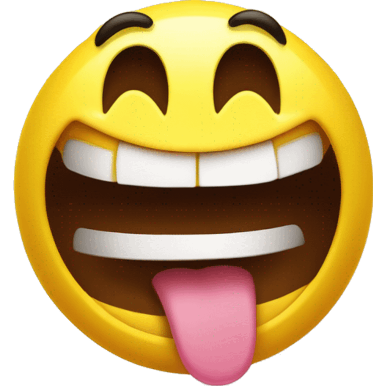 1 yellow smiley with a big closed mouth smile and tongue out the side of the mouth. yummy concept emoji