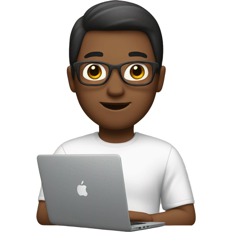 memoji of a person with a laptop, apple style emoji