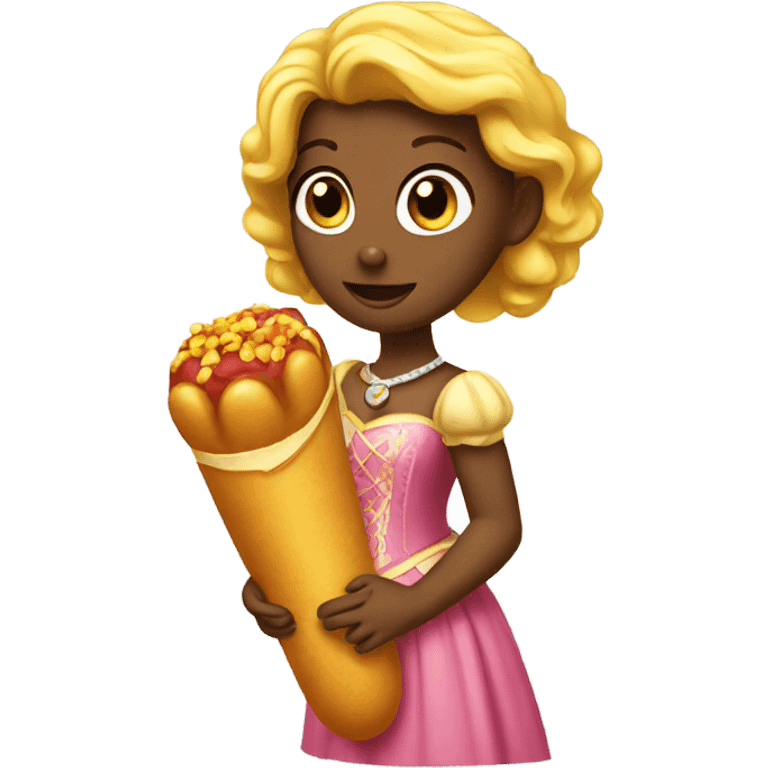 Princess eating a corn dog emoji