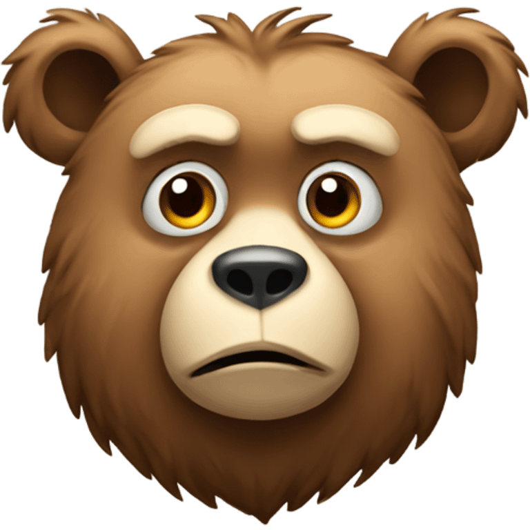 A bear thinking about a monkey emoji