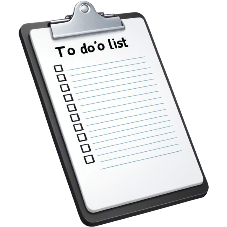 White to do list with black writing and white clip board emoji