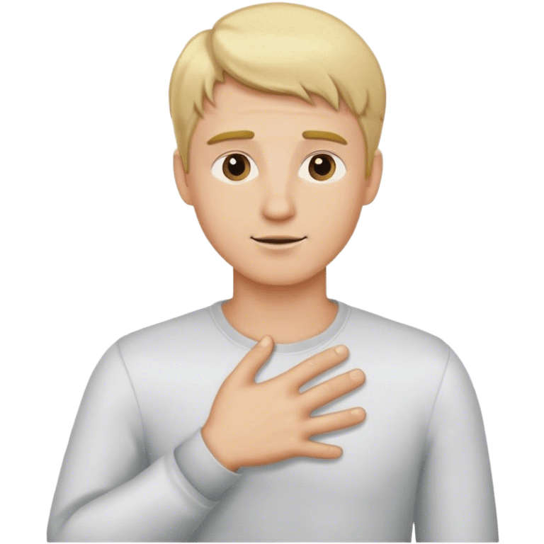 a blonde man put his  hand to the left of his chest emoji