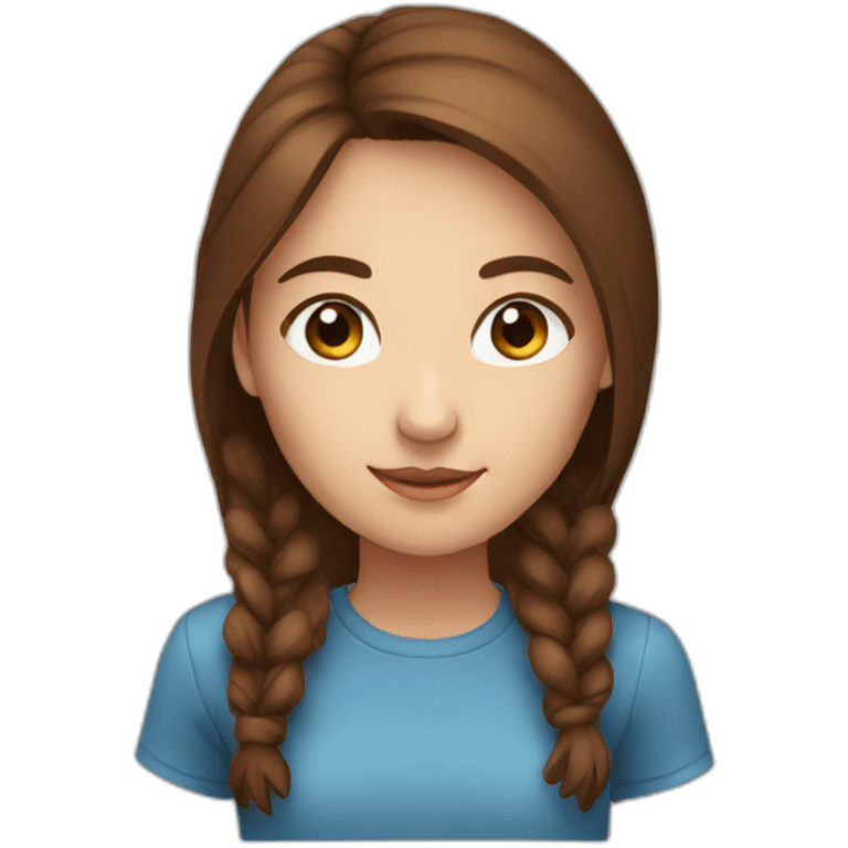 A girl with a square. Blue eyes and brown hair emoji