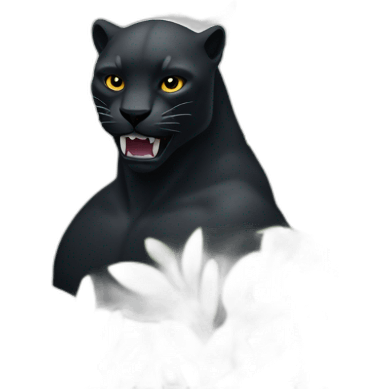 black pantera animal behind a bush emoji