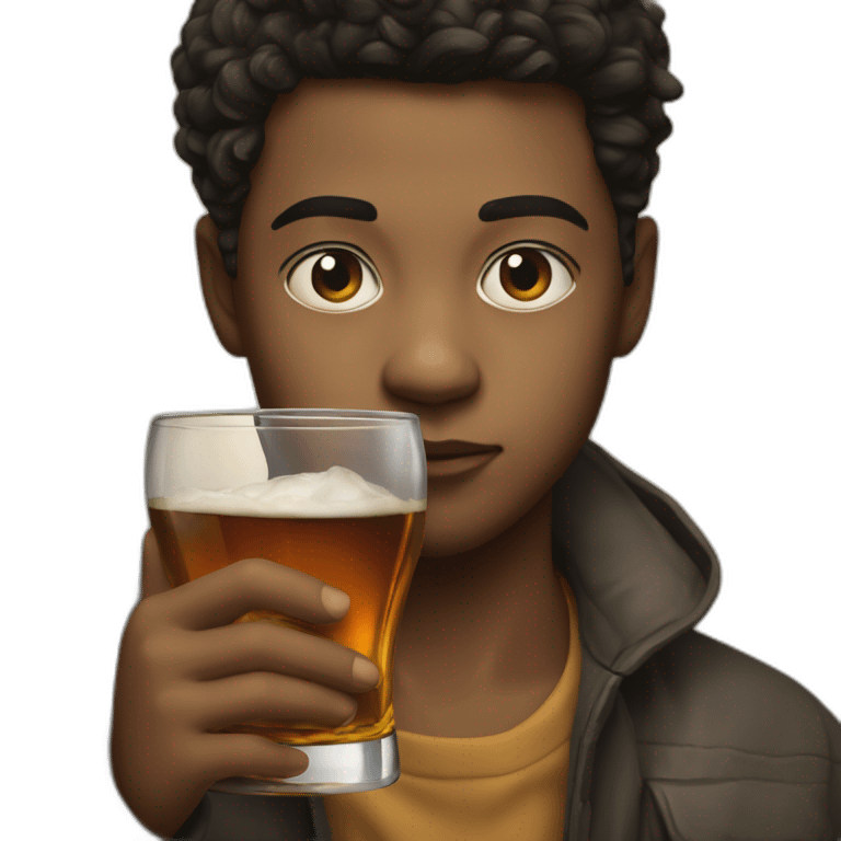 Hyper realistic boy drinking whisky emoji