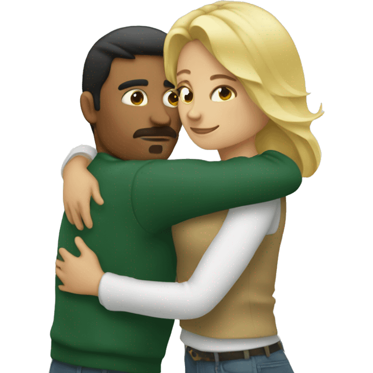 Blonde woman hugging Mexican man  emoji