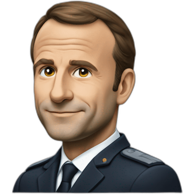 Macron avec le bras droit levé à 45 degrés emoji