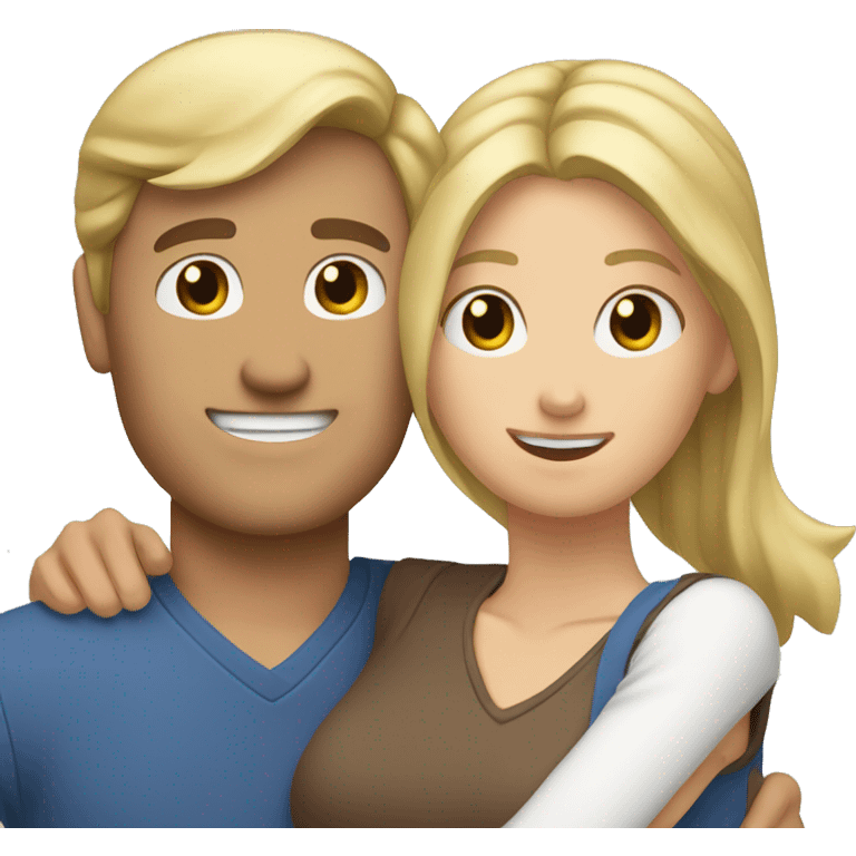 Blonde hair man hug woman with brown hair  emoji