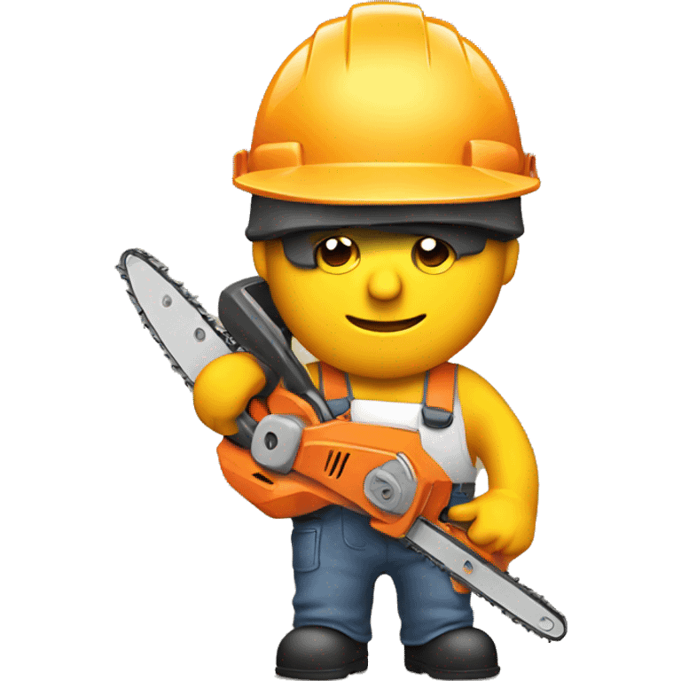 builder in a helmet with a chainsaw emoji