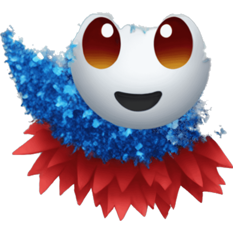 Single red, silver, and blue pom pom that sparkles emoji