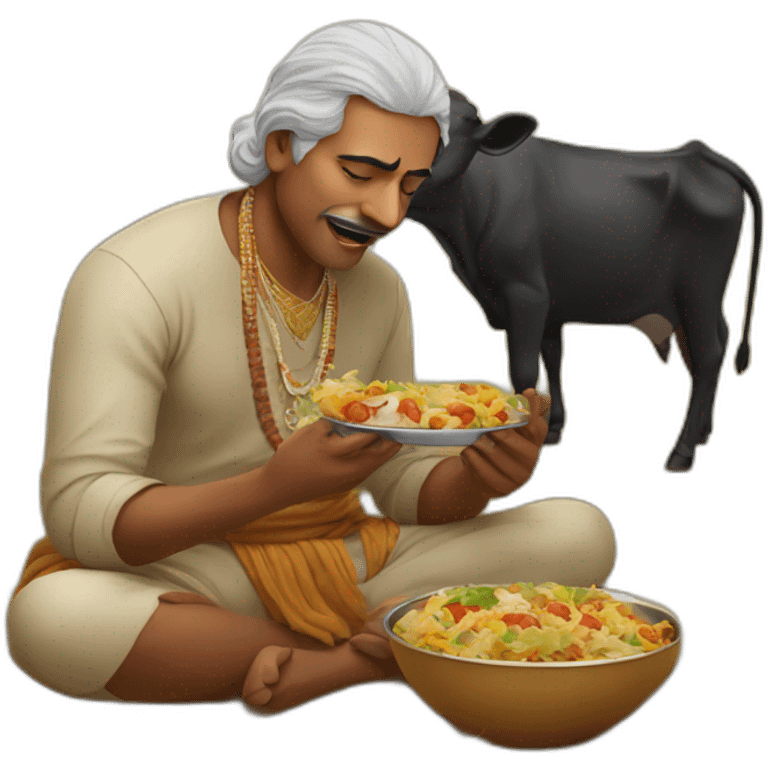 Indian man eating cow emoji