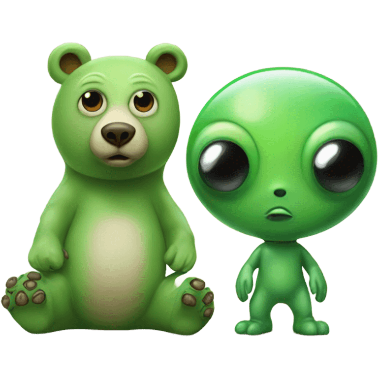 Bear and an alien  emoji