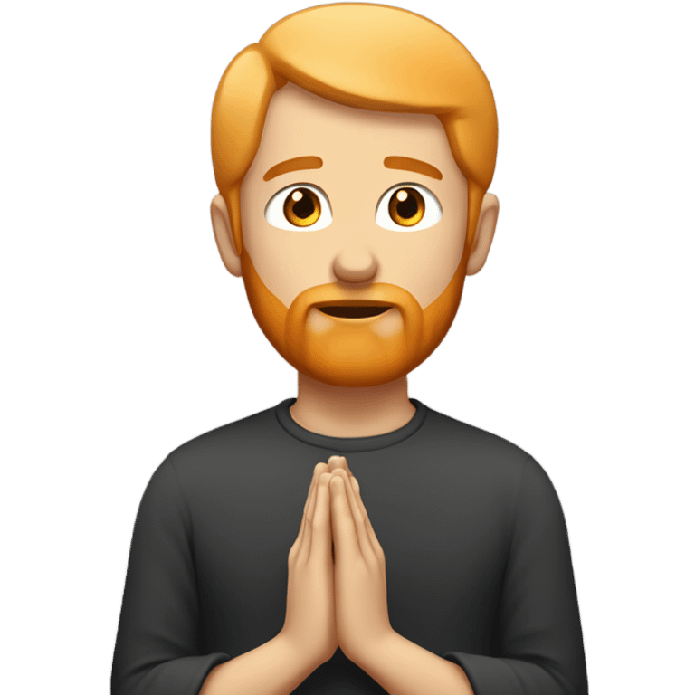 man with orange beard, short blond hair, galses as he praying  emoji