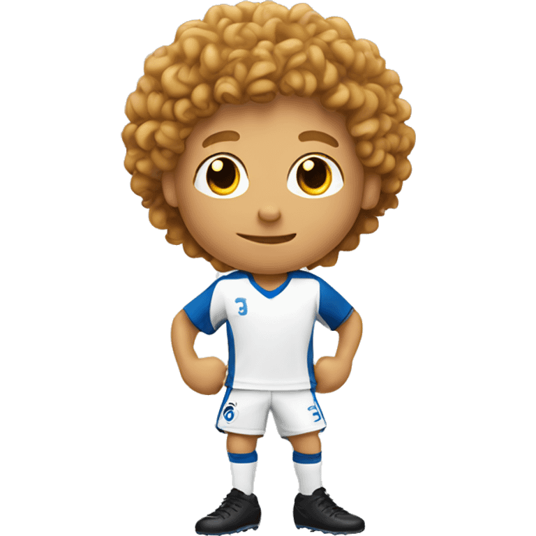 Curly white boy playing soccer  emoji