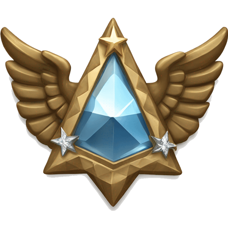 Diamond shaped Bronze military badge with 3 stars in the center and wings behind emoji