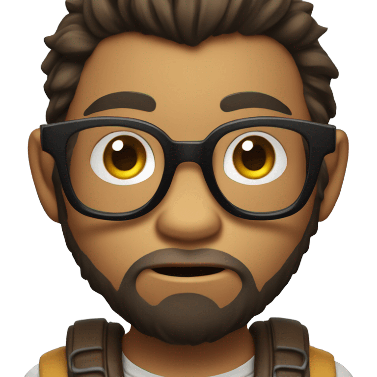 Handsome monkey boy with glasses, a beard, and playing video games  emoji