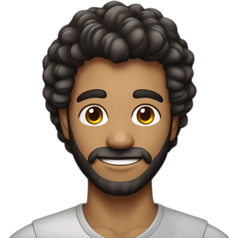 Homem moreno de cabelo escuro que produz conteúdo para interent emoji