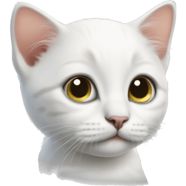 White kitten long eyeslahes emoji