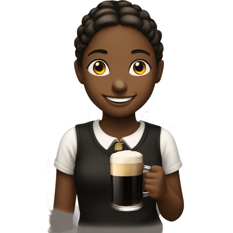 smiling girl with a guinness emoji