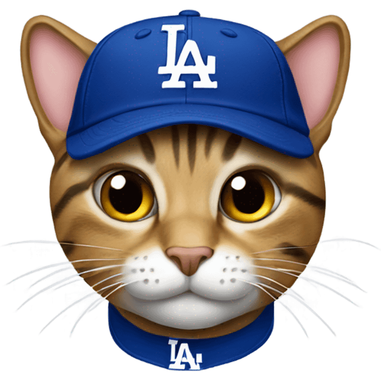 Tabby cat wearing Dodgers hat emoji